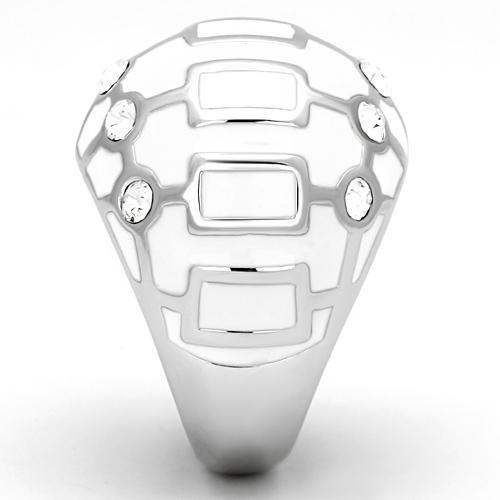 MATK871 - High polished (no plating) Stainless Steel Ring with Top Grade Crystal  in Clear