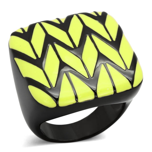 MATK872 - IP Black(Ion Plating) Stainless Steel Ring with Epoxy  in Topaz