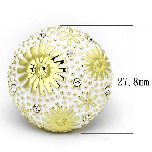 MATK875 - IP Gold(Ion Plating) Stainless Steel Ring with Top Grade Crystal  in Clear