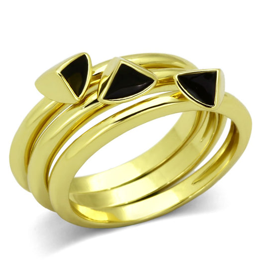 MATK876 - IP Gold(Ion Plating) Stainless Steel Ring with Epoxy  in Jet