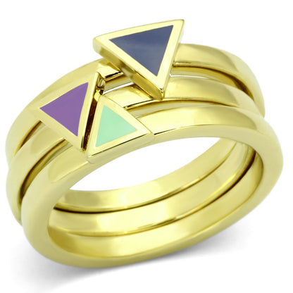 MATK877 - IP Gold(Ion Plating) Stainless Steel Ring with Epoxy  in Multi Color