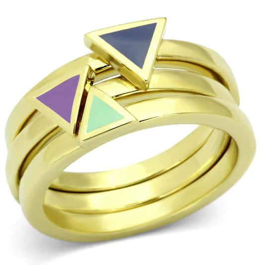 MATK877 - IP Gold(Ion Plating) Stainless Steel Ring with Epoxy  in Multi Color