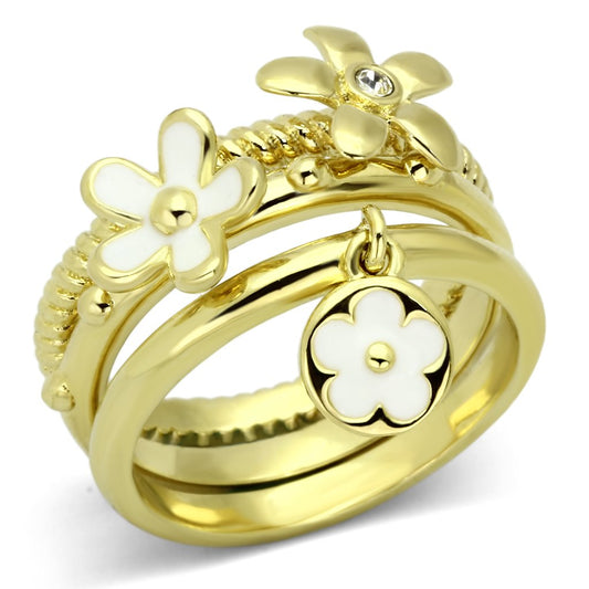 MATK878 - IP Gold(Ion Plating) Stainless Steel Ring with Top Grade Crystal  in Clear