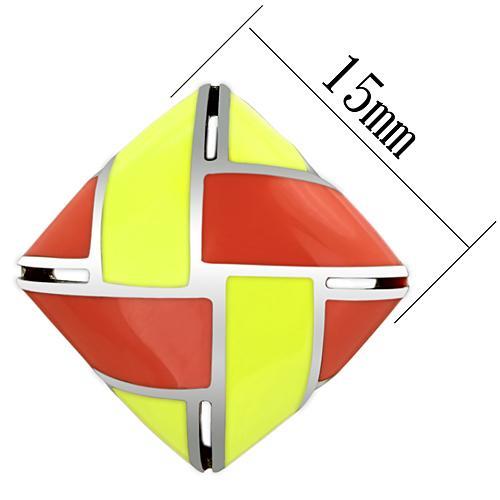 MATK897 - High polished (no plating) Stainless Steel Earrings with Epoxy  in Multi Color