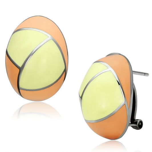 MATK899 - High polished (no plating) Stainless Steel Earrings with Epoxy  in Multi Color