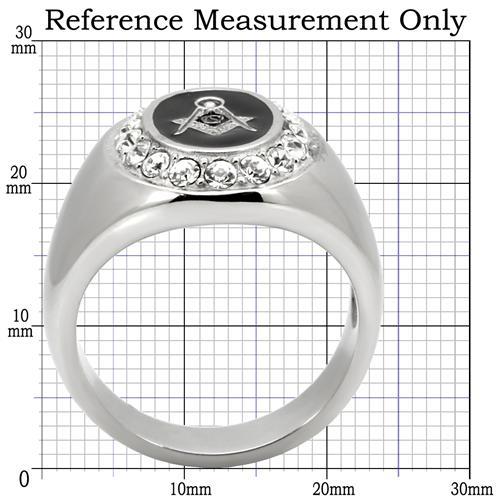 MATK8X023 - High polished (no plating) Stainless Steel Ring with Top Grade Crystal  in Clear