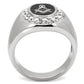 MATK8X023 - High polished (no plating) Stainless Steel Ring with Top Grade Crystal  in Clear