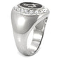 MATK8X023 - High polished (no plating) Stainless Steel Ring with Top Grade Crystal  in Clear