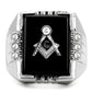 MATK8X027 - High polished (no plating) Stainless Steel Ring with Semi-Precious Agate in Jet