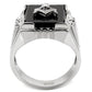 MATK8X027 - High polished (no plating) Stainless Steel Ring with Semi-Precious Agate in Jet