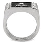 MATK8X030 - High polished (no plating) Stainless Steel Ring with AAA Grade CZ  in Clear