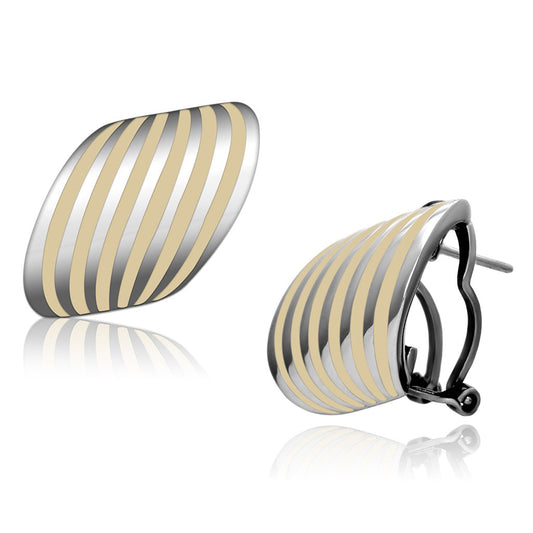 MATK910 - High polished (no plating) Stainless Steel Earrings with Epoxy  in Orange