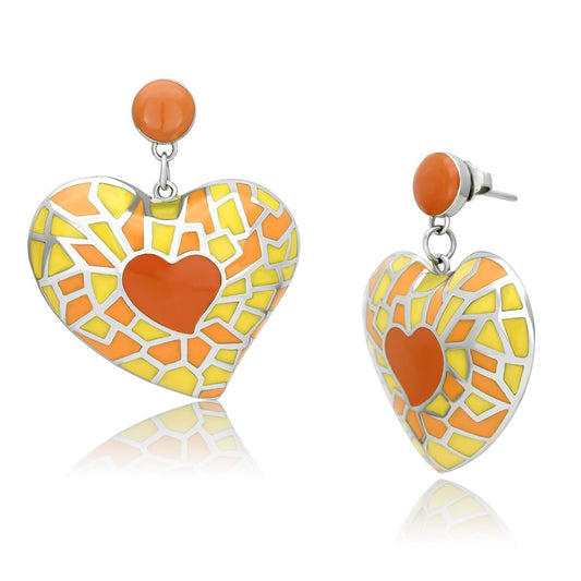MATK911 - High polished (no plating) Stainless Steel Earrings with Epoxy  in Multi Color