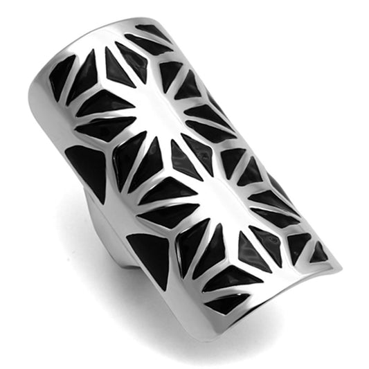 MATK918 - High polished (no plating) Stainless Steel Ring with Epoxy  in Jet