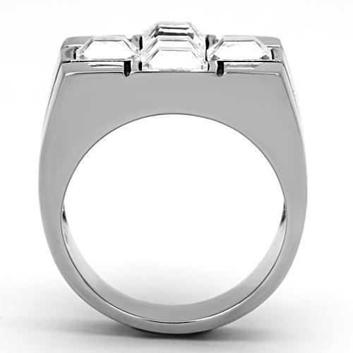 MATK919 - High polished (no plating) Stainless Steel Ring with Top Grade Crystal  in Clear