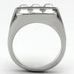 MATK920 - High polished (no plating) Stainless Steel Ring with Top Grade Crystal  in Clear