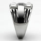 MATK920 - High polished (no plating) Stainless Steel Ring with Top Grade Crystal  in Clear