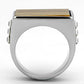 MATK925 - High polished (no plating) Stainless Steel Ring with Synthetic Tiger Eye in Topaz