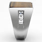 MATK925 - High polished (no plating) Stainless Steel Ring with Synthetic Tiger Eye in Topaz
