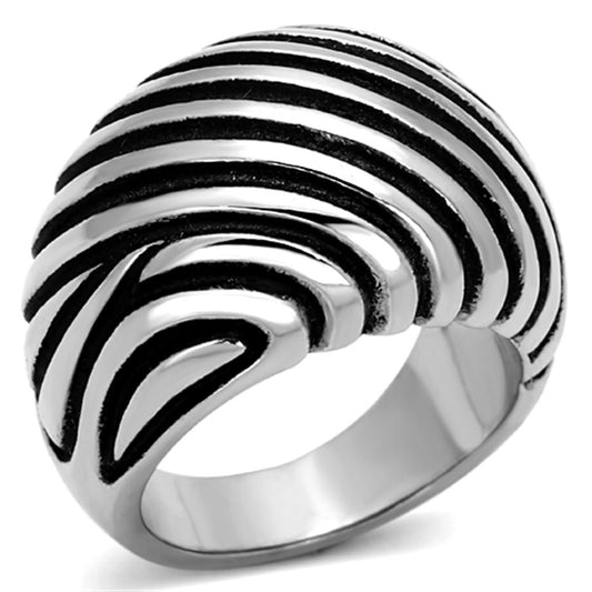 MATK929 - High polished (no plating) Stainless Steel Ring with Epoxy  in Jet