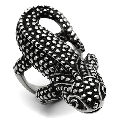 MATK933 - High polished (no plating) Stainless Steel Ring with Top Grade Crystal  in Jet