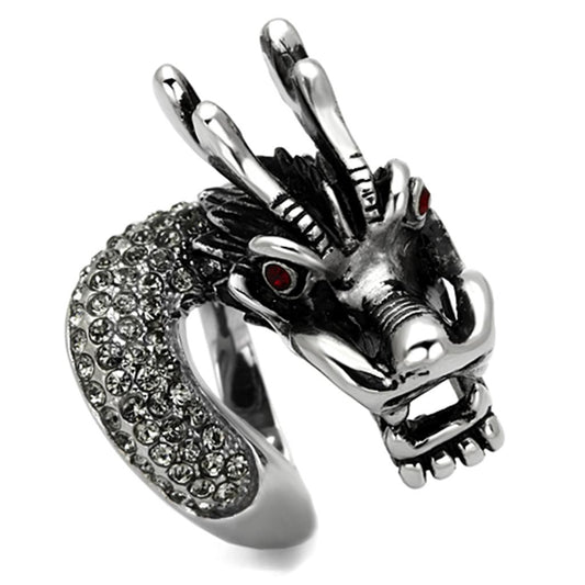 MATK934 - High polished (no plating) Stainless Steel Ring with Top Grade Crystal  in Siam