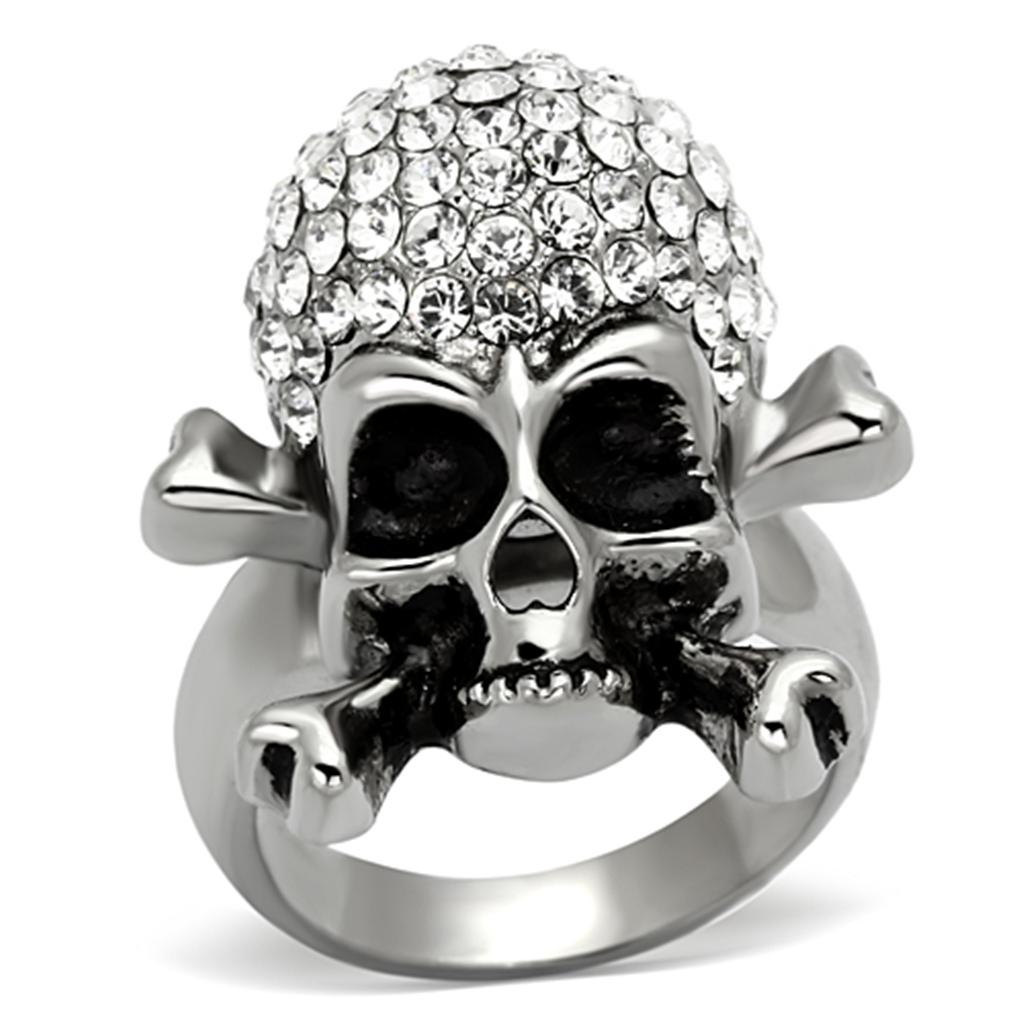 MATK935 - High polished (no plating) Stainless Steel Ring with Top Grade Crystal  in Clear