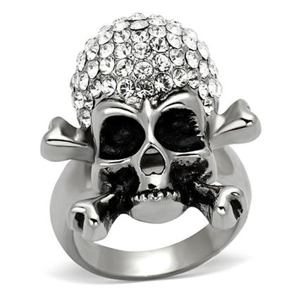 MATK935 - High polished (no plating) Stainless Steel Ring with Top Grade Crystal  in Clear