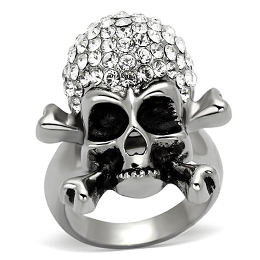 MATK935 - High polished (no plating) Stainless Steel Ring with Top Grade Crystal  in Clear