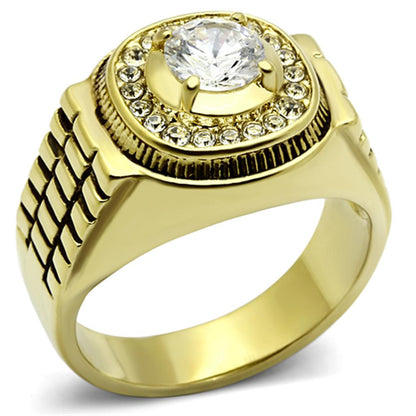 MATK948G - IP Gold(Ion Plating) Stainless Steel Ring with AAA Grade CZ  in Clear
