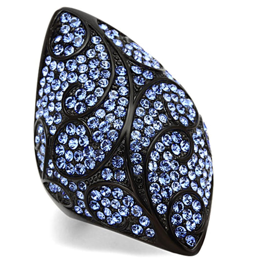 MATK949 - IP Black(Ion Plating) Stainless Steel Ring with Top Grade Crystal  in Sapphire