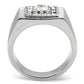 MATK95312 - High polished (no plating) Stainless Steel Ring with Top Grade Crystal  in Clear