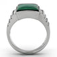 MATK953 - High polished (no plating) Stainless Steel Ring with Synthetic MALACHITE in Emerald