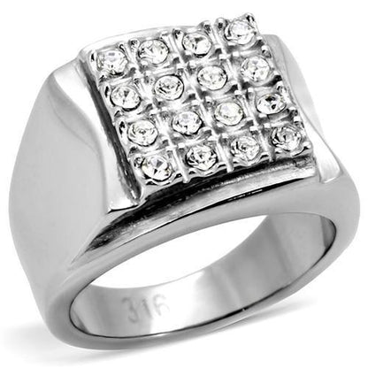 MATK95409 - High polished (no plating) Stainless Steel Ring with Top Grade Crystal  in Clear