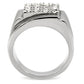 MATK95409 - High polished (no plating) Stainless Steel Ring with Top Grade Crystal  in Clear