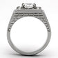 MATK955 - High polished (no plating) Stainless Steel Ring with AAA Grade CZ  in Clear