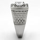 MATK955 - High polished (no plating) Stainless Steel Ring with AAA Grade CZ  in Clear