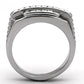 MATK956 - High polished (no plating) Stainless Steel Ring with Top Grade Crystal  in Clear