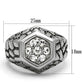 MATK960 - High polished (no plating) Stainless Steel Ring with Top Grade Crystal  in Clear