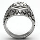 MATK960 - High polished (no plating) Stainless Steel Ring with Top Grade Crystal  in Clear