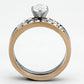 MATK965 - Two-Tone IP Rose Gold Stainless Steel Ring with AAA Grade CZ  in Clear
