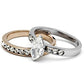 MATK965 - Two-Tone IP Rose Gold Stainless Steel Ring with AAA Grade CZ  in Clear