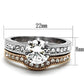 MATK966 - Two-Tone IP Rose Gold Stainless Steel Ring with AAA Grade CZ  in Clear
