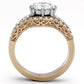 MATK966 - Two-Tone IP Rose Gold Stainless Steel Ring with AAA Grade CZ  in Clear