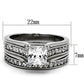 MATK969 - High polished (no plating) Stainless Steel Ring with AAA Grade CZ  in Clear