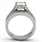 MATK969 - High polished (no plating) Stainless Steel Ring with AAA Grade CZ  in Clear