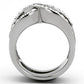MATK970 - High polished (no plating) Stainless Steel Ring with Top Grade Crystal  in Clear