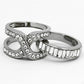 MATK970 - High polished (no plating) Stainless Steel Ring with Top Grade Crystal  in Clear