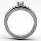 MATK972 - High polished (no plating) Stainless Steel Ring with AAA Grade CZ  in Clear
