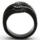 MATK978 - IP Black(Ion Plating) Stainless Steel Ring with Top Grade Crystal  in Black Diamond